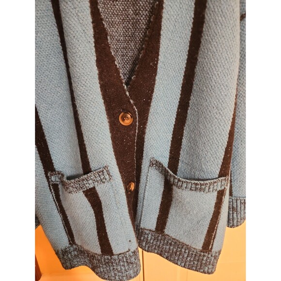 Free People Stateside Laguna Blue & Black Knit Striped Cardigan Buttons Size M - Picture 4 of 9